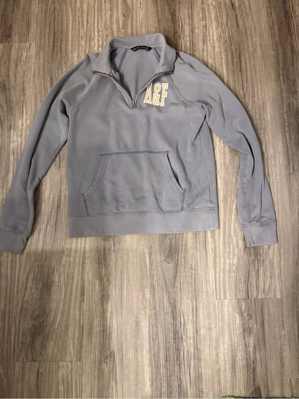 Abercrombie & Fitch Women’s Light Blue Quarter-Zip Pullover with A&F Applique